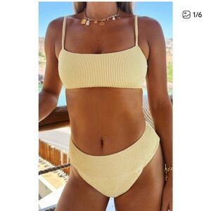 SHOW ME YOUR MUMU Bikini Destin Top Del Ray Bottom in Butter Yellow Size XL NWOT